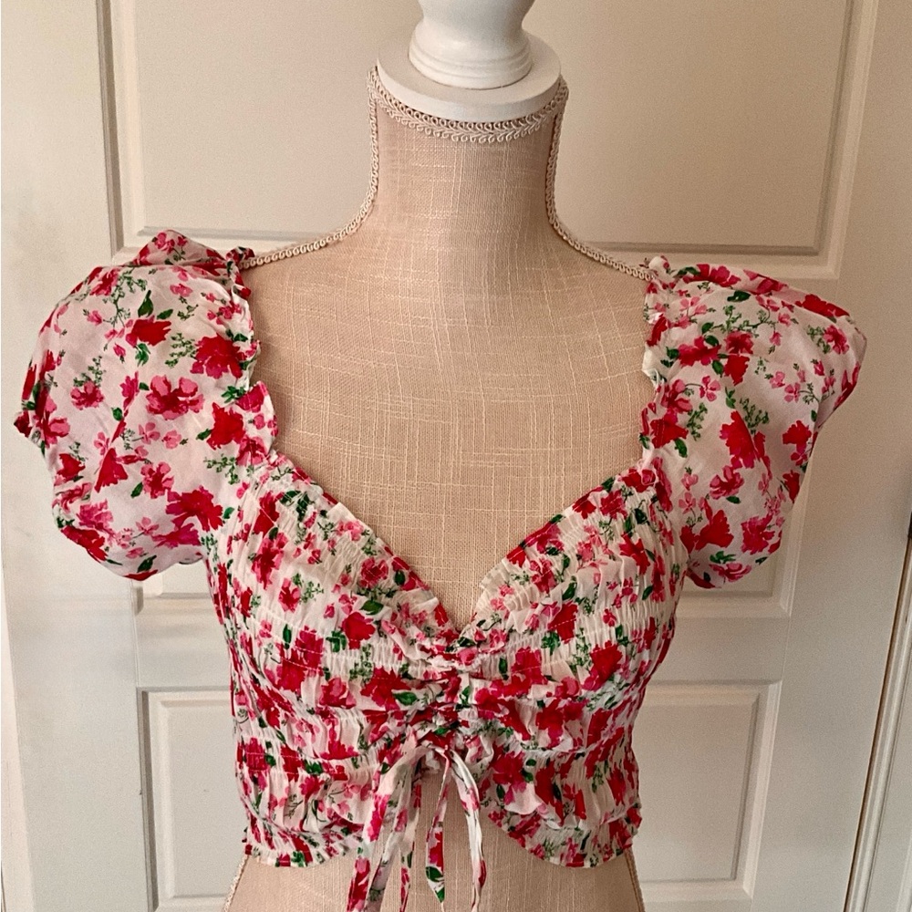 Chic Floral Puff Sleeve Blouse